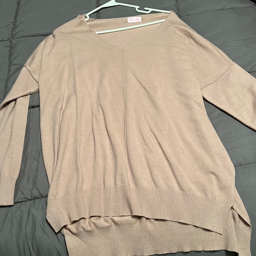 Pink Lily tan sweater
